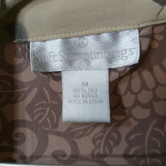 SOFT SURROUNDINGS Silk Open Front House Robe Floral Kimono Duster Boho Cover Up - Picture 11 of 13